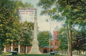 Penn Yan NY, New York - Soldiers Monument and County Building - pm 1912 - DB