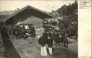 Sidney NY RR Train Station Depot Regiment Loading c1905 Postcard