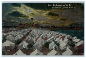 c1910's Hotel Del Coronado & Tent City By Moonlight Coronado Beach CA Postcard