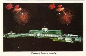 Museum Of Science & Industry, Night View, Chicago, Illinois, Chrome Postcard #1