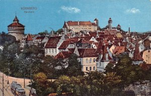 L324 Germany Nuernberg Panorama Tram vintage postcard