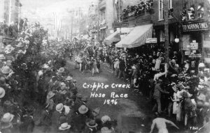 Cripple Creek Colorado Hose Race 1896 Real Photo Vintage Postcard AA68880