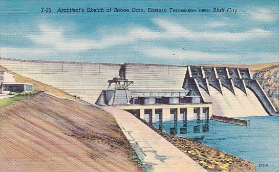 Architects Sketch Of Boone Dam Eastern Tennessee Near Bluff City Tennessee