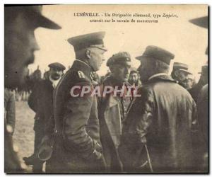 Old Postcard Aviation Zeppelin Airship Luneville A German airship lands on th...