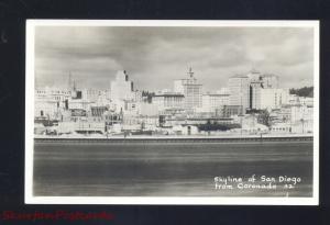 RPPC SAN DIEGO CALIFORNIA SKYLINE FROM CORONADO REAL PHOTO POSTCARD CALIF.