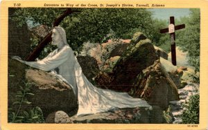 Agony in the Garden statue, Way of the Cross, St. Joseph's Shrine, Yarn Postcard