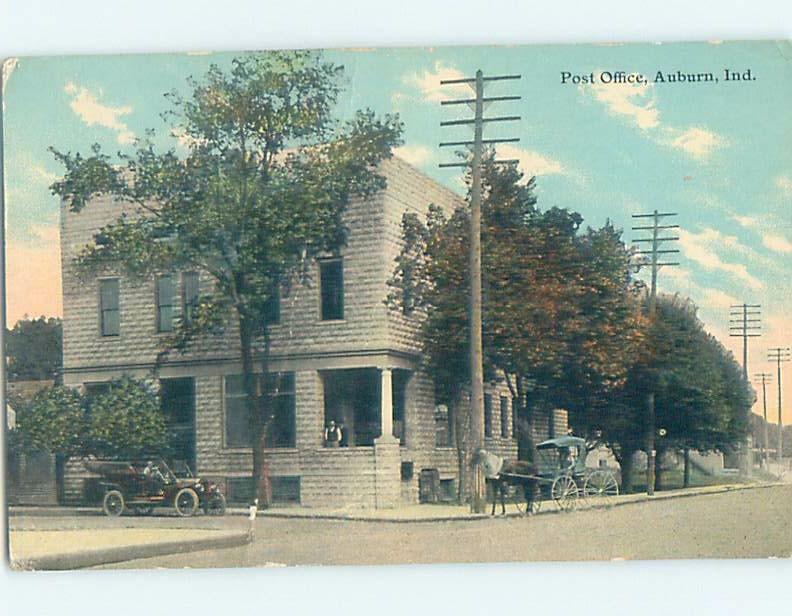 Divided-Back POST OFFICE SCENE Auburn Indiana IN d8990