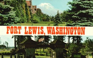 Fort Lewis WA-Washington, Monumental Main Gate Historic Landmark Old Postcard
