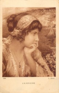 Fine art vintage postcard L. Ridel L' Algerienne