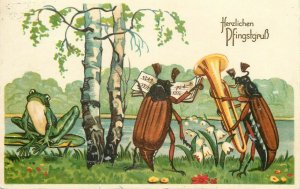 Pentecost greetings humanized musical beetle bugs & frog c.1931