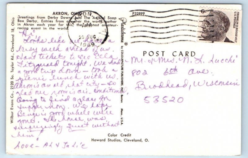 AKRON, OH Ohio ~ ANNUAL SOAP BOX DERBY 1969 Summit County Postcard 