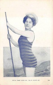 BEACH GIRL SWIMSUIT PHILADELPHIA PENNSYLVANIA POSTCARD (c.1905)