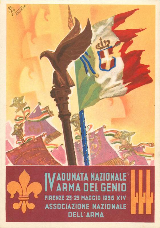 RETROSI signed IV ADUNATA NAZIONALE ARMA del GENIO FIRENZE 1936 Florence Italy