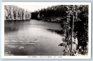 Sioux Narrows Ontario Canada Postcard Trees and Lake View c1950's RPPC Photo