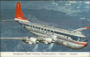 Northwest Orient Stratocruiser Airplane VINTAGE c1950s Postcard