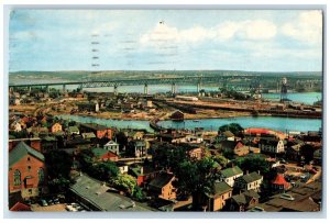 1960 Gold Star Memorial Bridge Thames River New London Groton CT Posted Postcard 