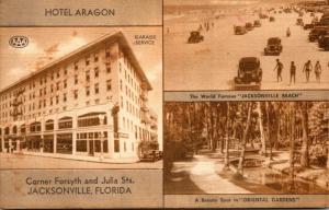 Florida Jacksonville Hotel Aragon Showing Oriental Gardens & Jacksonville Bea...