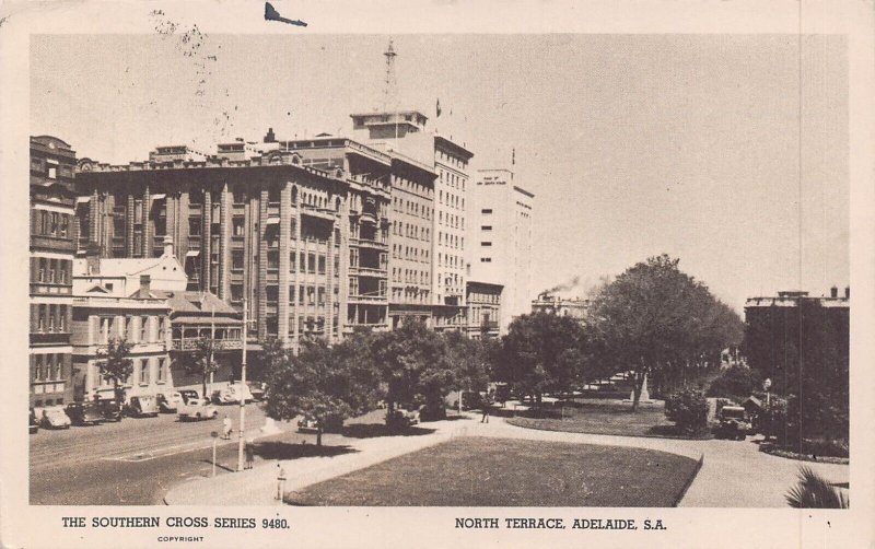 ADELAIDE SOUTH AUSTRALIA~NORTH TERRACE~1949 POSTCARD