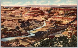 Looking North From Watch Tower At Desert View Canyon Colorado River Postcard