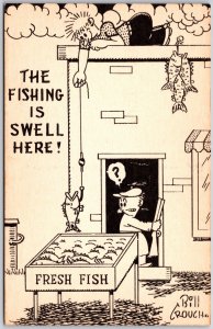 Cathching Fish Easy Guard in Terror Fishing is Swell Here Comic Card Postcard