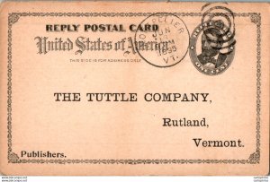 US Postal stationery 1c Montpelier VT to Tuttle Rutland Vermont 1895