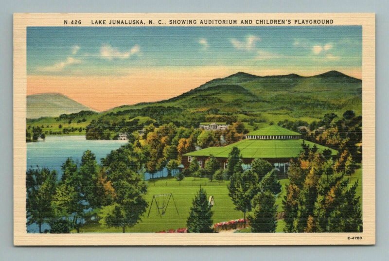Lake Junaluska, NC, Showing Auditorium and Children's Playground Postcard 