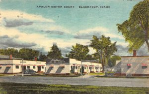 AVALON MOTOR COURT Blackfoot, Idaho Roadside c1940s Linen 1967 Vintage Postcard