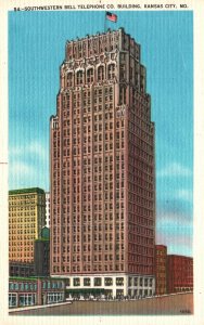 Vintage Postcard 1930s Southwestern Bell Telephone Co Bldg. Kansas City Missouri