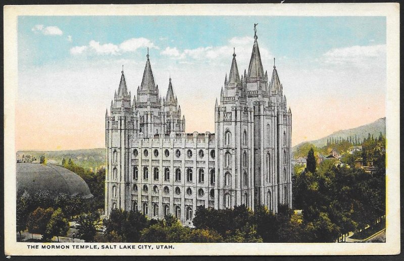 Mormon Temple Salt Lake City Utah Unused c1910s