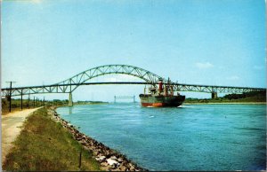 Bourne Bridge Cape Cod Canal Massachusetts Ships Scenic Chrome Postcard 