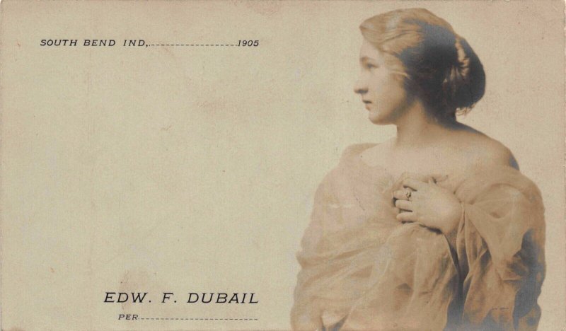 Real Photo Postcard Edw. F. Dubai Calling Card in South Bend, Indiana~123754