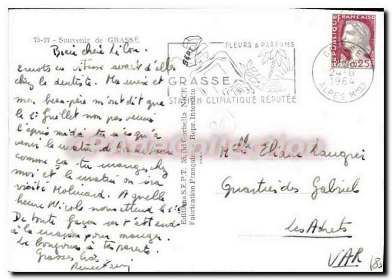 Postcard Modern Grasse Remembrance