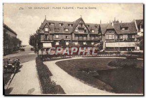 Old Postcard Deauville flowered beach Place du Casino