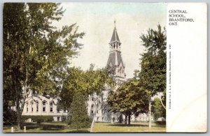 Postcard Brantford Ontario 1910s Central School Brant County Warwick