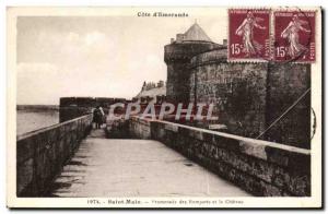 Old Postcard Saint Malo Ramparts Promenade and Chateau