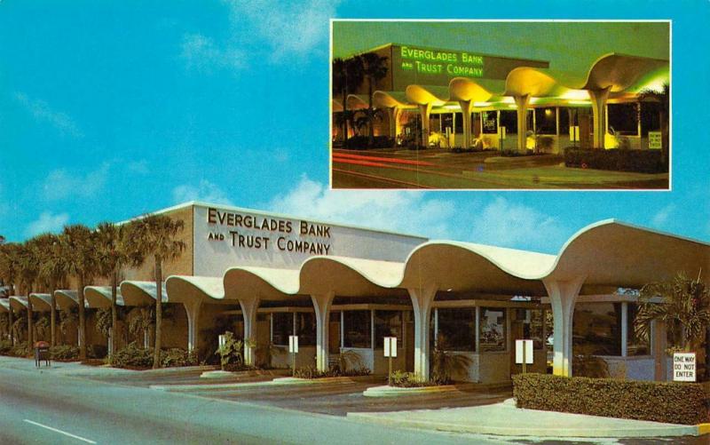 FORT LAUDERDALE, FL Florida EVERGLADES BANK & TRUST CO c1950's Chrome Postcard