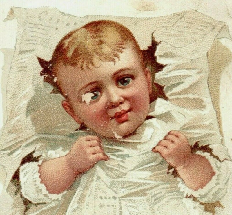 1870's-80's  H. Leh & Co. Novelties & Fine Shoes Adorable Baby In White P172