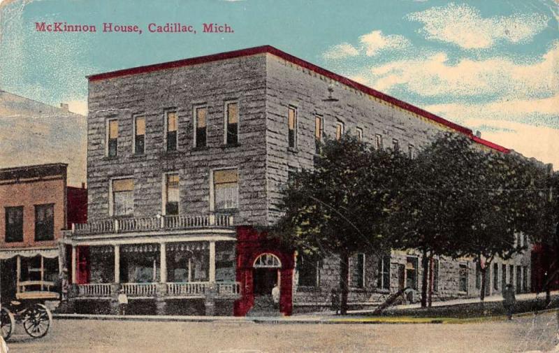 Cadillac Michigan McKinnon House Street View Antique Postcard K32176