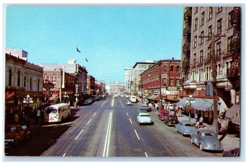 c1950's Douglas Street Looking North Fort Street Victoria BC Canada Postcard