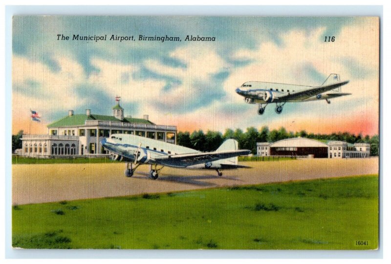 Municipal Airport Planes Birmingham AL Alabama Postcard (FS11)