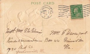 1912 Easter Angels Postcard Jacksonville FL Embossed German Cherubs Mandolin
