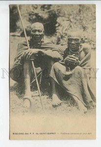 438929 FRENCH Africa catholic mission Happy old age elderly couple local clothes