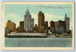 c1946 Windsor Ontario ON Canada Postcard Detroit Waterfront Associated Screen