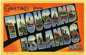 Greetings from the Thousand Islands NY - Linen Large Letter