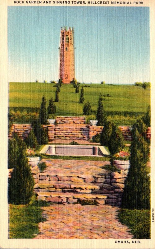 Nebraska Omaha Hillcrest Memorial Park Rock Garden and Singing Tower 1942 Cur...