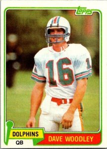 1981 Topps Football Card Dave Woodley Miami Dolphins sk60220