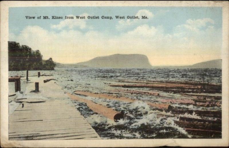 Moosehead Area - West Outler Dock & Logs c1920 Postcard