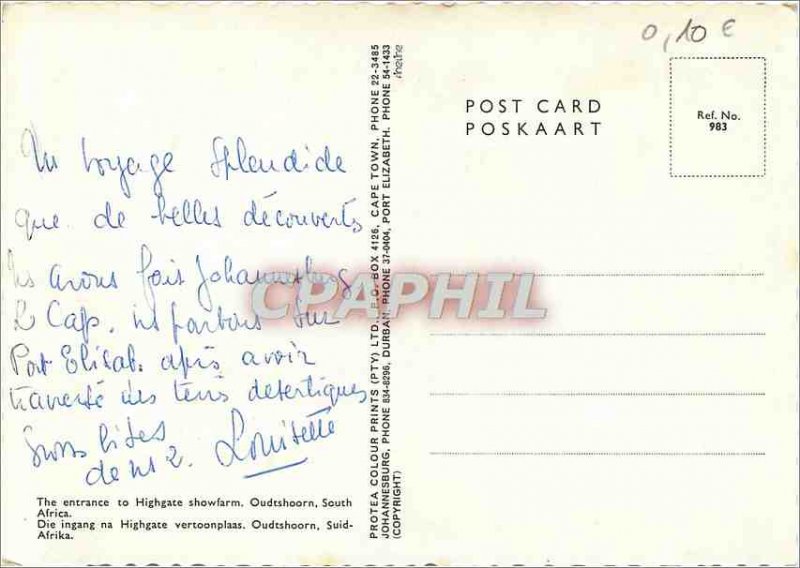 Postcard Modern Die ingang na Vertoonplaas Oudtshoorn Highgate Ostrich Suid A...