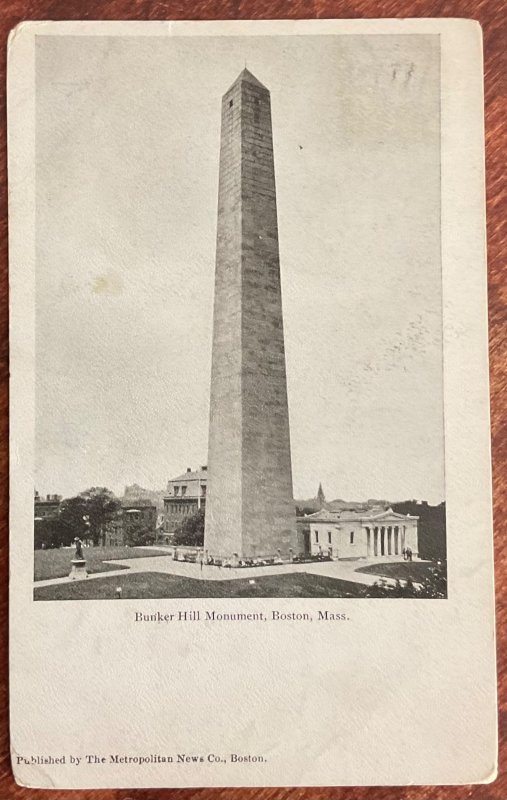Bunker Hill Monument Boston Mass Postage Due “T” 12/29/1904 LB