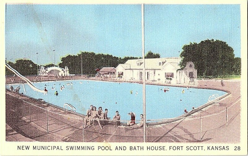 Municipal Swimming Pool Fort Scott Kansas Vintage Postcard Standard View Card 